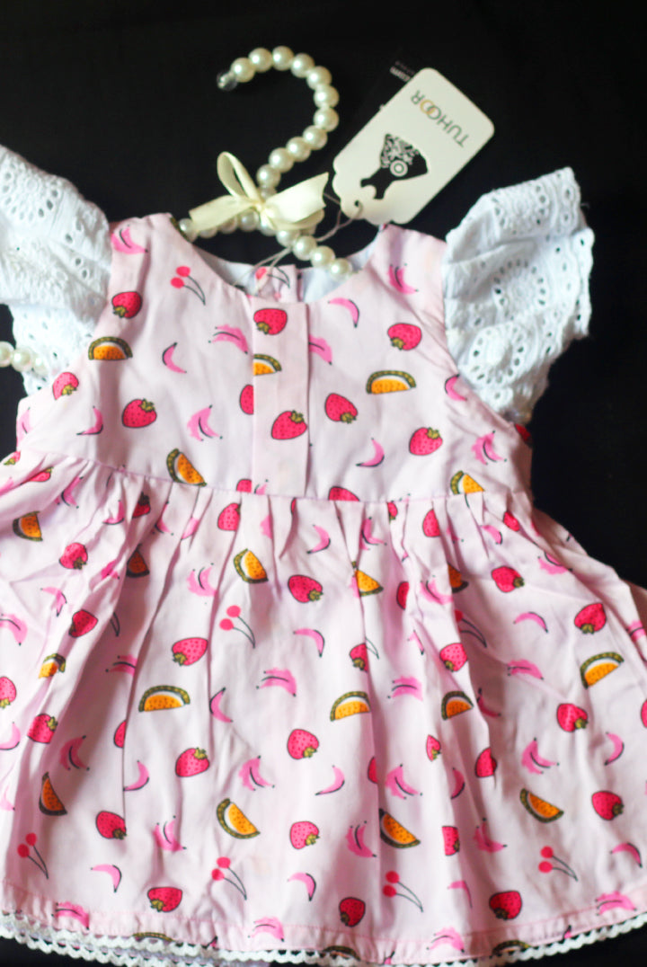 Butterfly baby frock pink