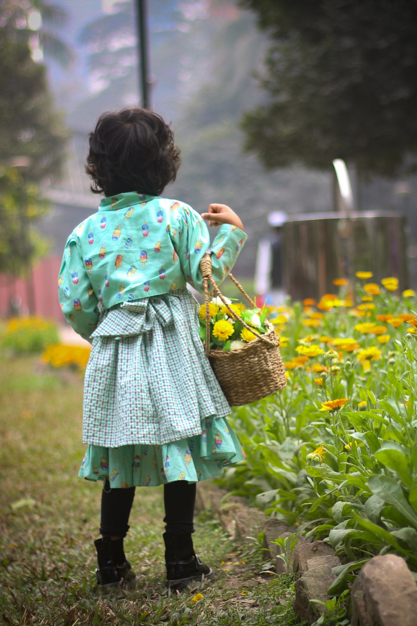 dress with tulip koti (green)