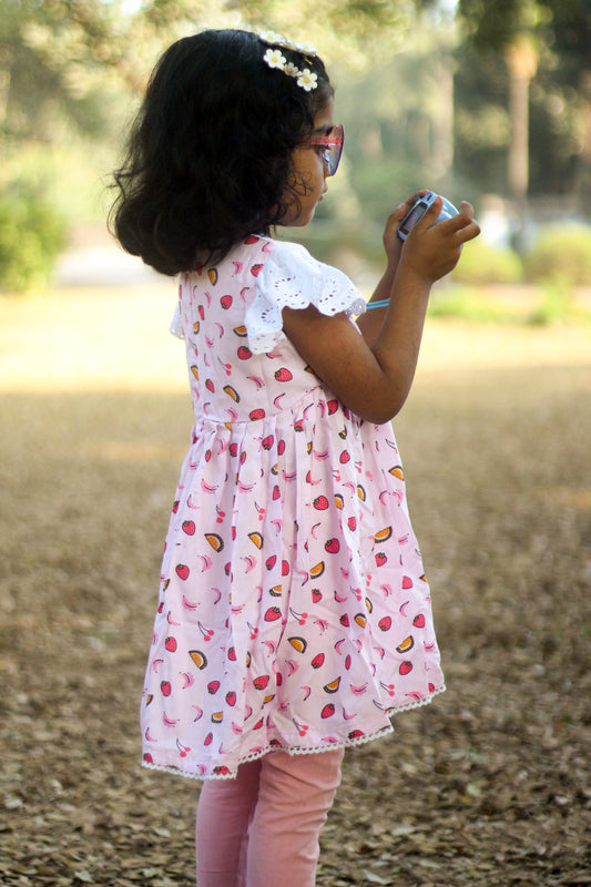 Butterfly baby frock pink