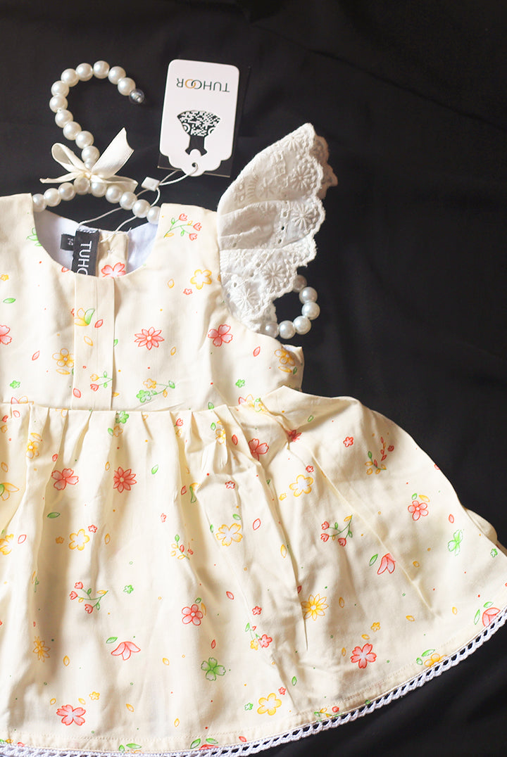 Butterfly baby frock yellow
