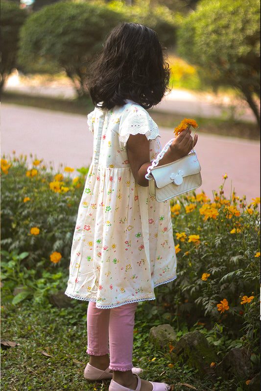 Butterfly baby frock yellow