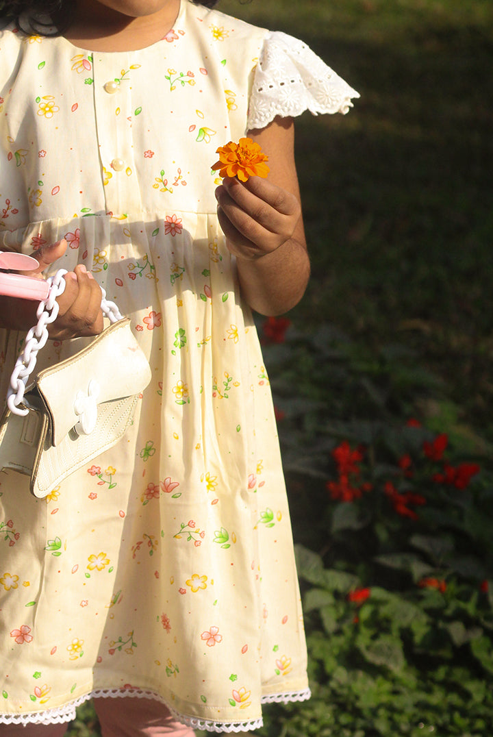 Butterfly baby frock yellow