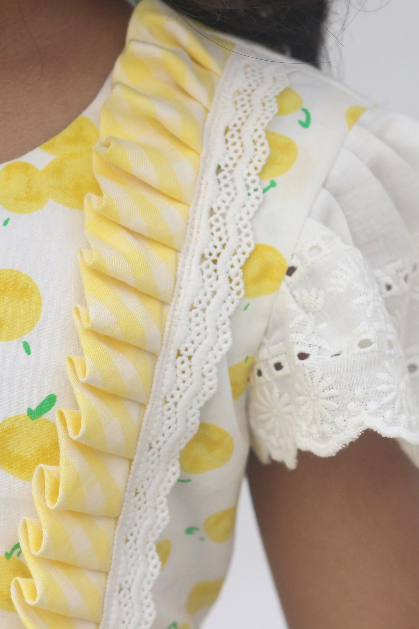 Cotton pleats summer frock yellow
