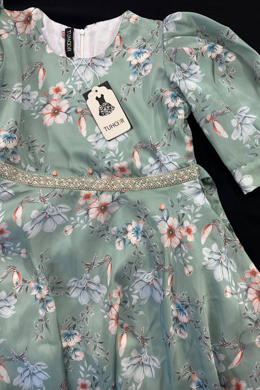 Silk sequins basic dress- Teal